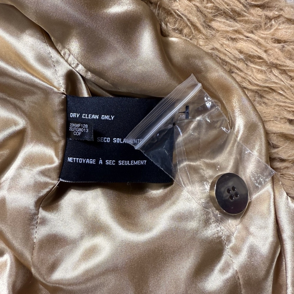 guess faux fur coat Women Winter Jacket Camel Small - Picture 6 of 10